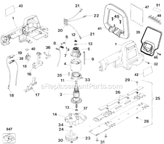 Page A Diagram and Parts List for Type 1 Black and Decker Hedge Trimmer